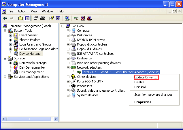 não é possível carregar drivers para vários dispositivos no Windows XP