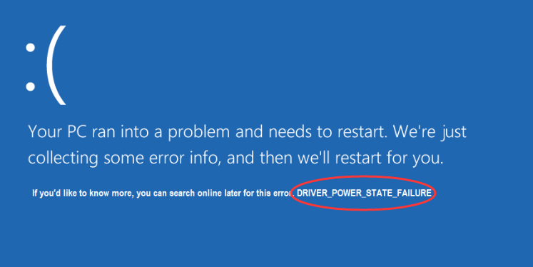 dirver power state failure windows 10