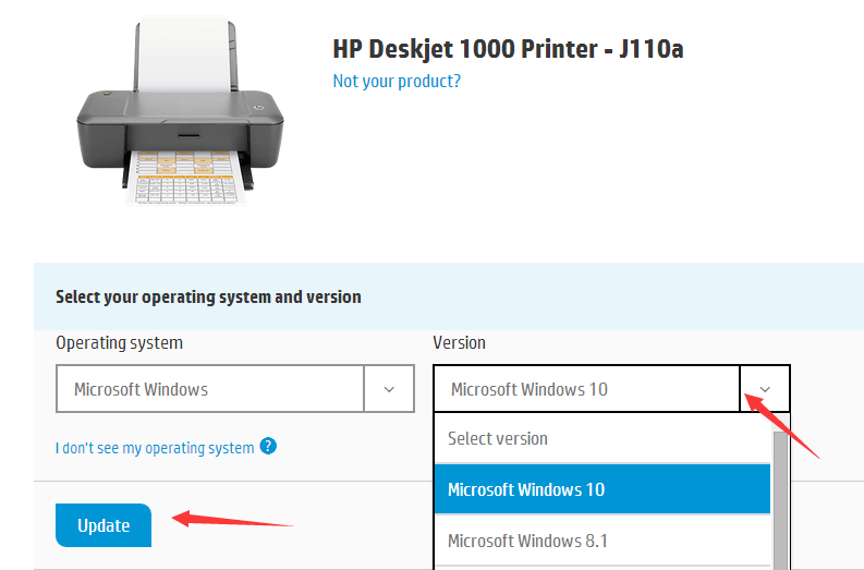 hp deskjet 1000 driver for window 10