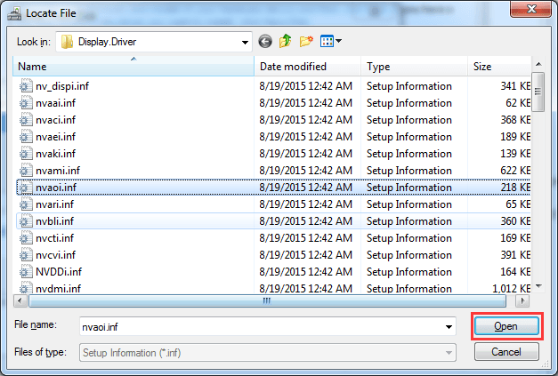 Inf-файл исправления драйвера не найден