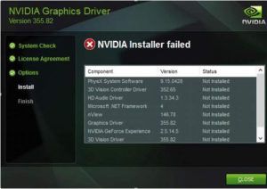 nvidia driver install error windows 10