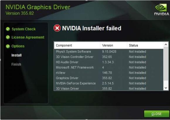 nvidia installer failed windows 10