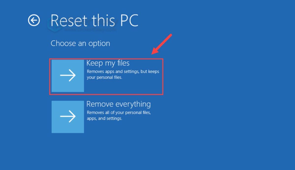 reset pc keep files