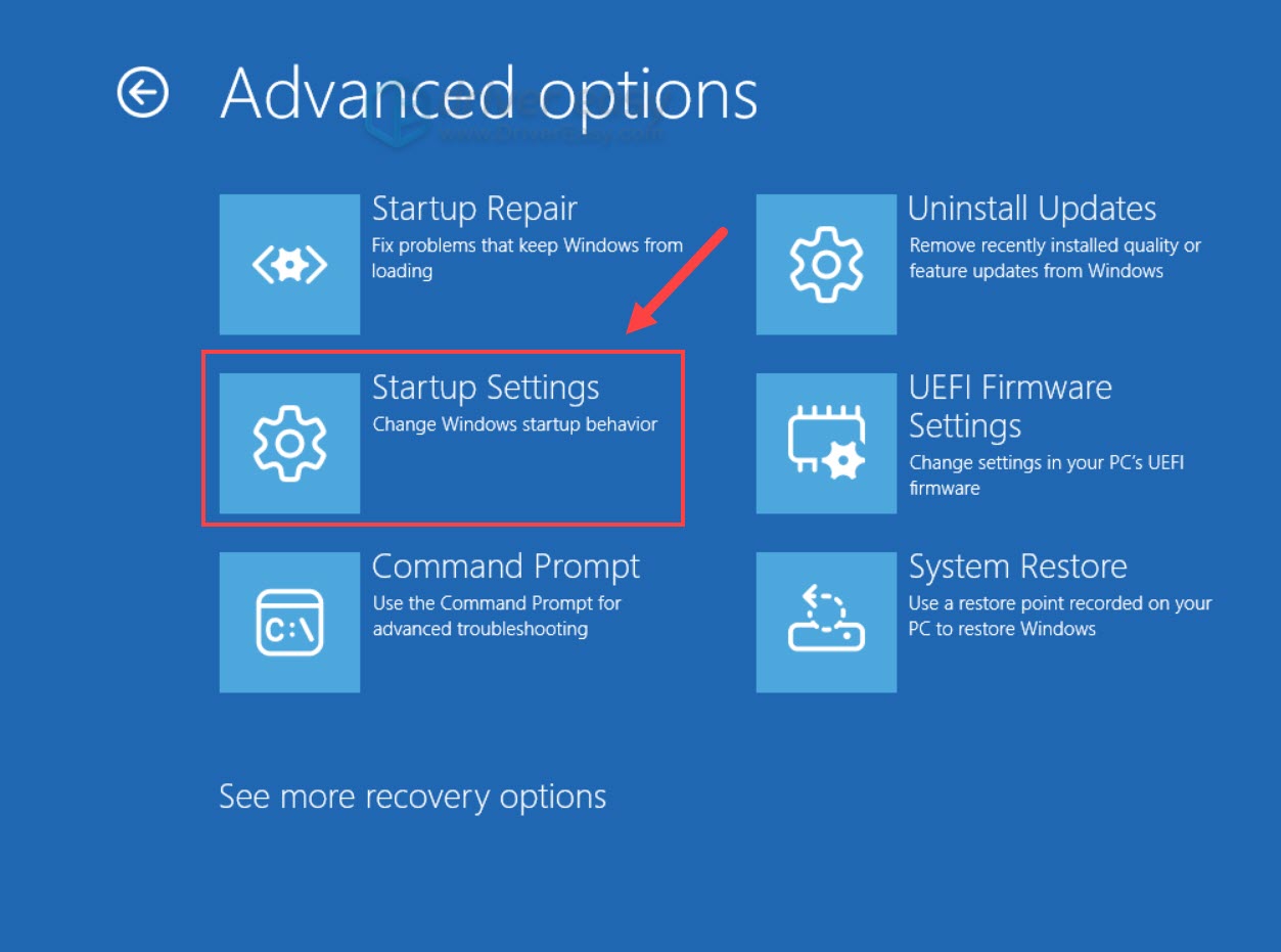 winre startup settings