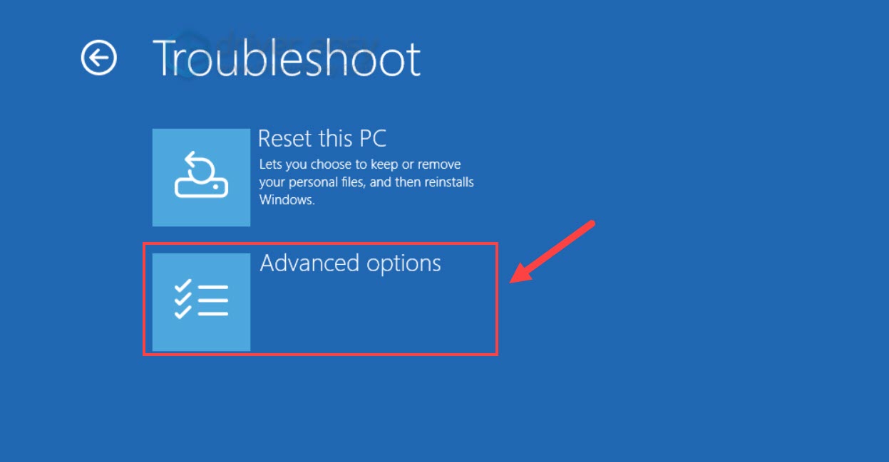 winre troubleshoot advanced options