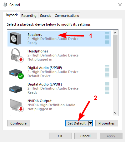 reset audio driver windows 10