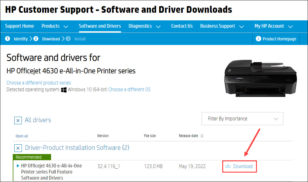 Click on the Download button to start downloading drivers