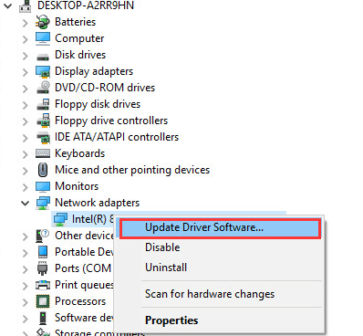 network adapter driver update