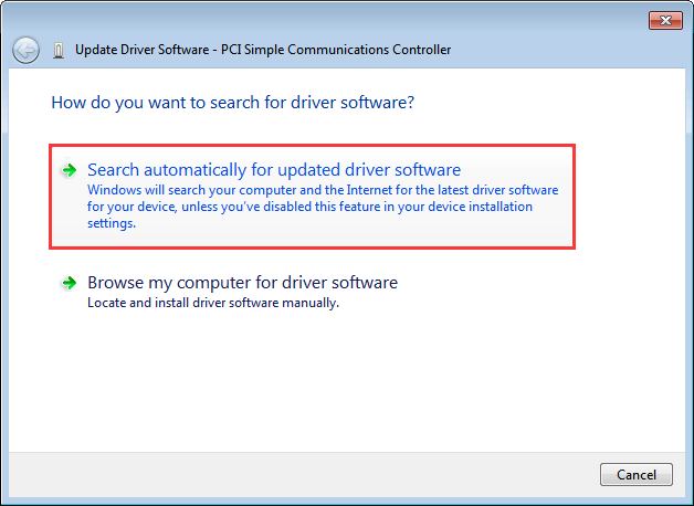 driver pci simple communications controller windows 7