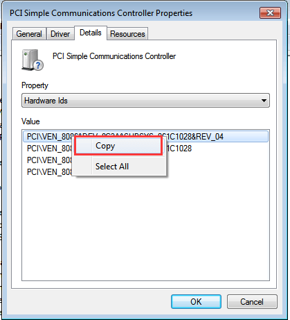 hp driver pci simple communications controller