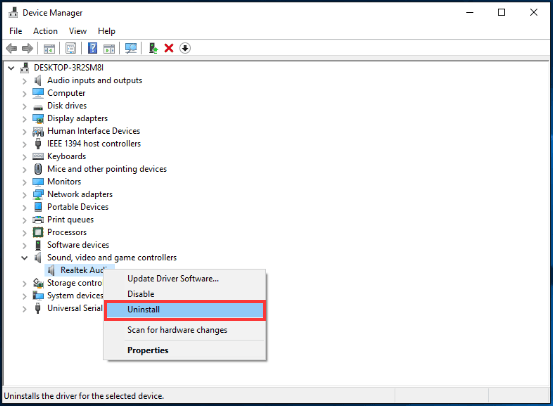 how to uninstall sound driver and reinstall