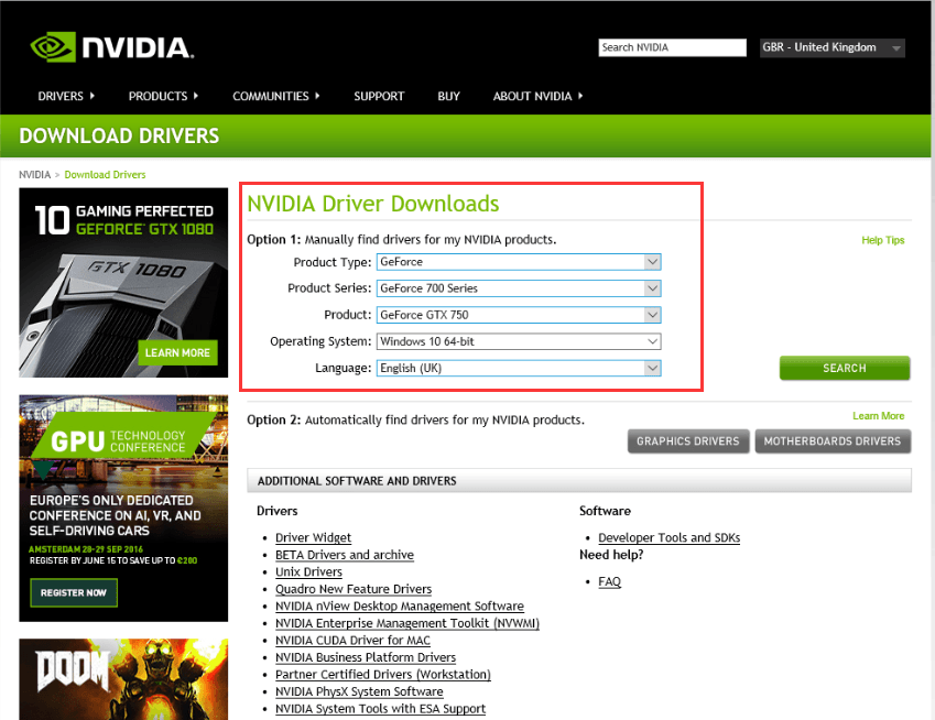 nvidia download windows 10