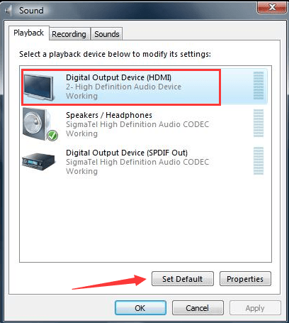 digital audio hdmi not plugged in windows 7