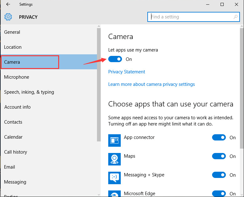 windows 10 cant find camera