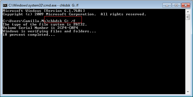 you need to format the disk in drive e before using it