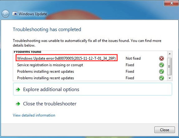 Ошибка 0x80070005 0x0004dc 0x000524 outlook