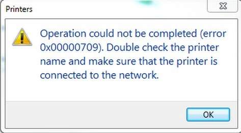 cannot add network printer windows 10 error 709