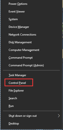 Control Panel Windows 10