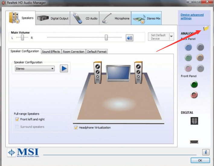 set up headphones on realtek hd audio manager