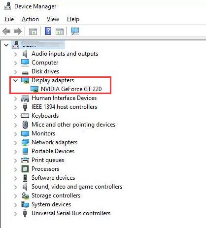 Display adapters Windows 10