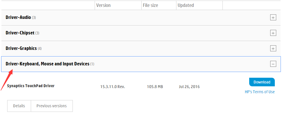 synaptics hid touchpad driver win 10 hp