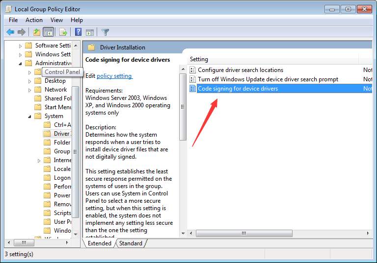 win7 driver signing disable