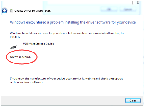 error installing usb device