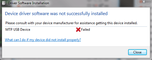unable to install device driver software windows 7