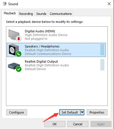 windows 10 not recognizing speakers