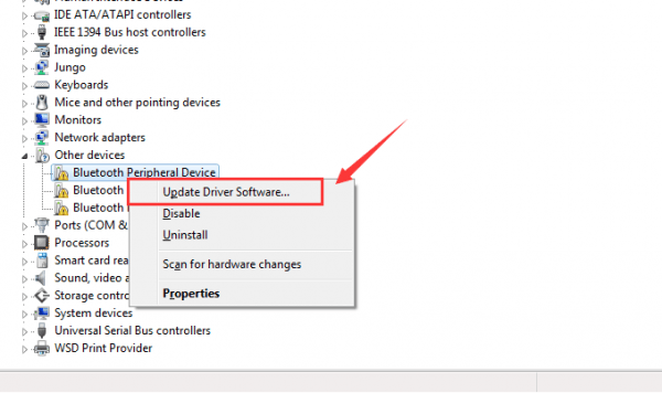 missing bluetooth peripheral driver windows 7