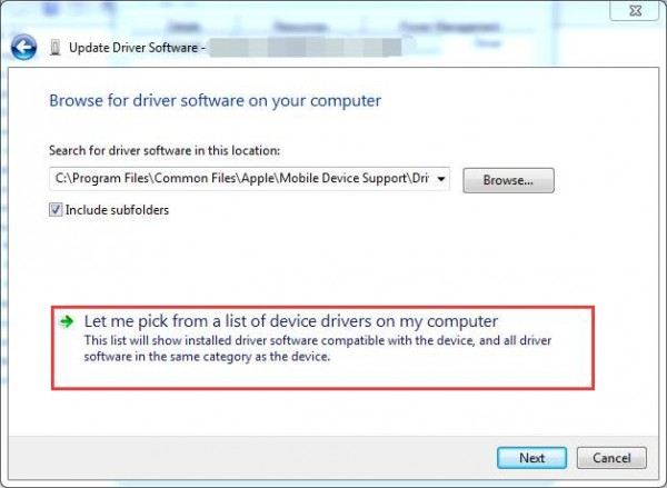 let me pick from a list of device drivers on my computer