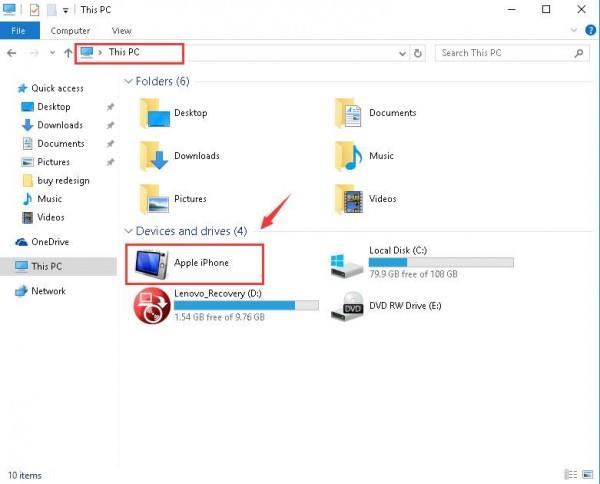 how to download photos from iphone to pc windows 10 usb