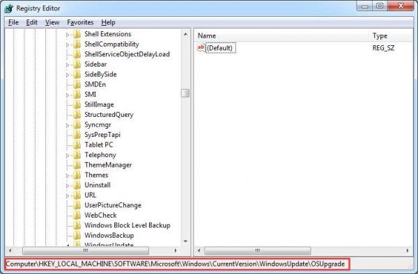 hklm software microsoft windows currentversion windowsupdate osupgrade