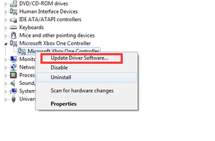 microsoft xbox one controller driver update