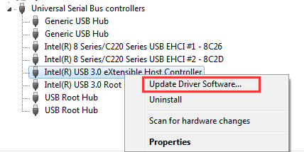 via usb extensible host controller windows 7 sleep