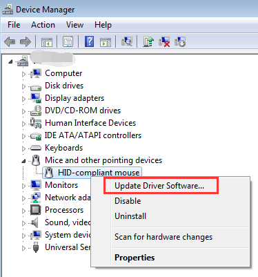 hid compliant mouse driver update windows 7