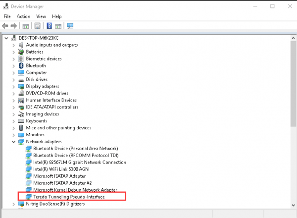 what is teredo tunneling pseudo interface