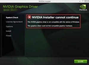 nvidia graphics driver install cannot continue