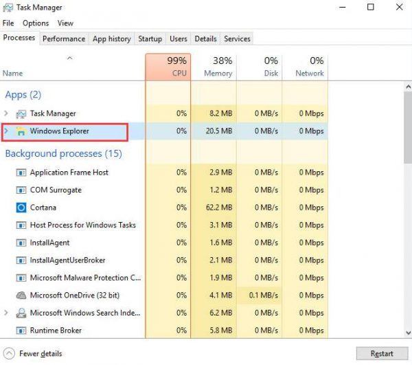 windows explorer task manager