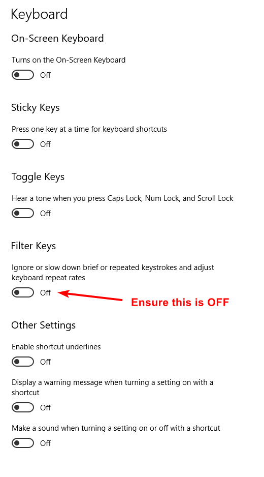 keyboard error windows 10