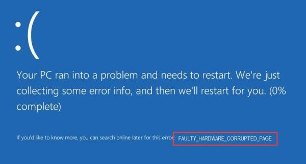 Faulty hardware corrupted page windows 10 как исправить