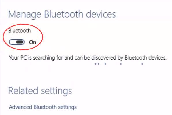 cant turn on bluetooth windows 10