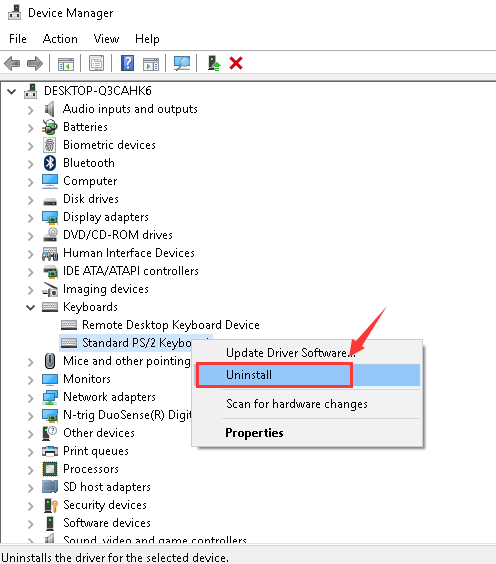 keyboard not listed device manager