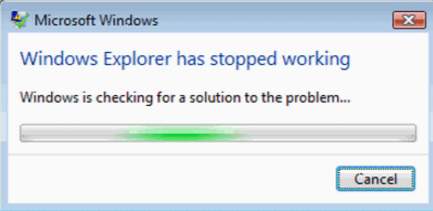 xp windows explorer a cessé d'exécuter l'erreur