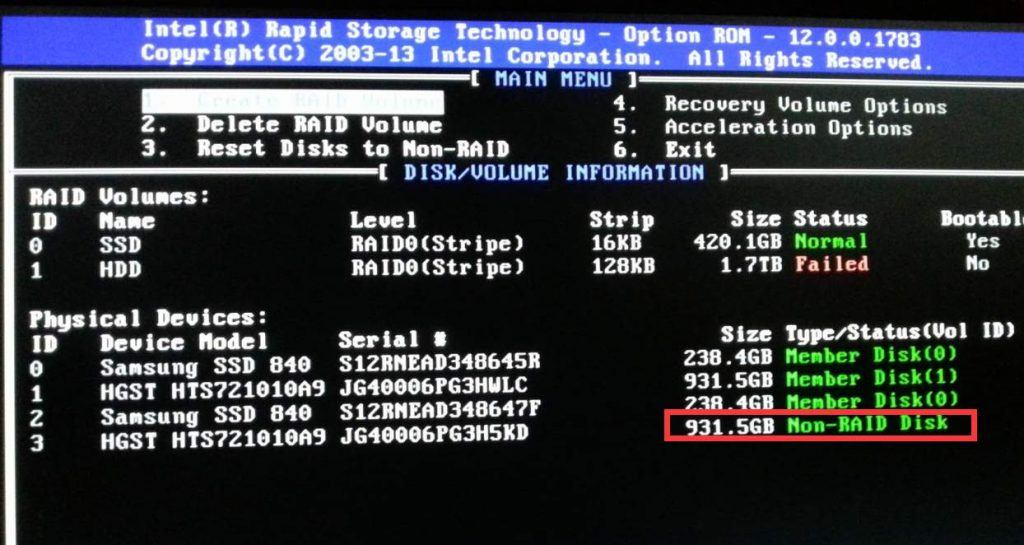 intel rste raid management utility