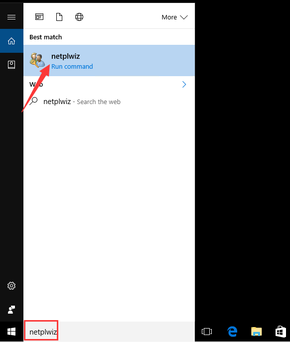 netplwiz windows 10 cmd