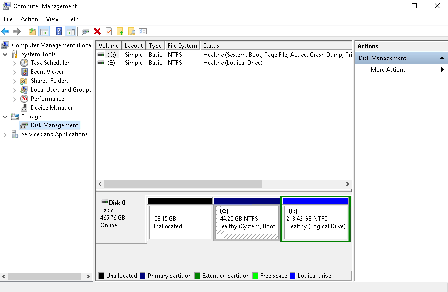 disk manager windows 10