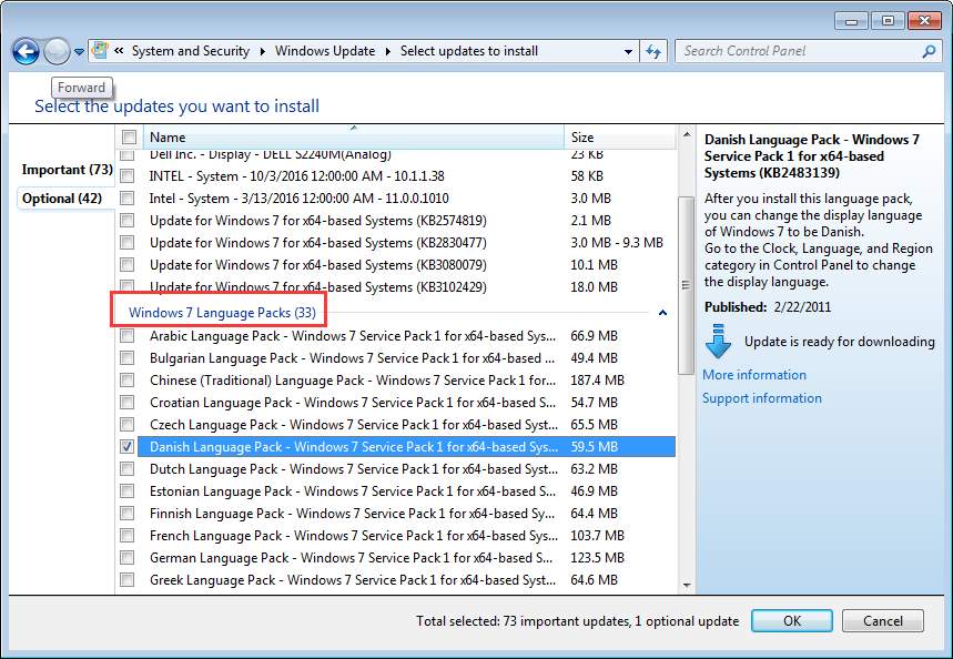 language pack windows 7