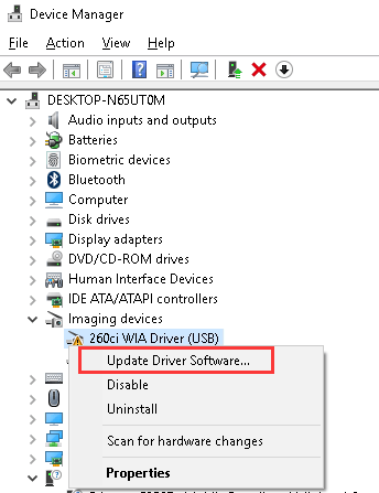 260ci wia driver windows 10 error codes