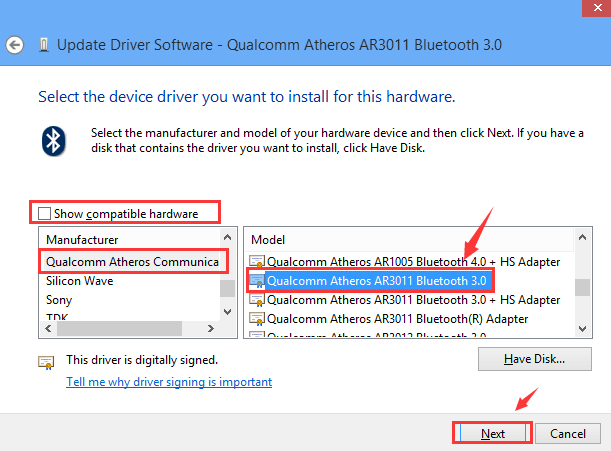 qualcomm atheros ar3012 bluetooth 4.0